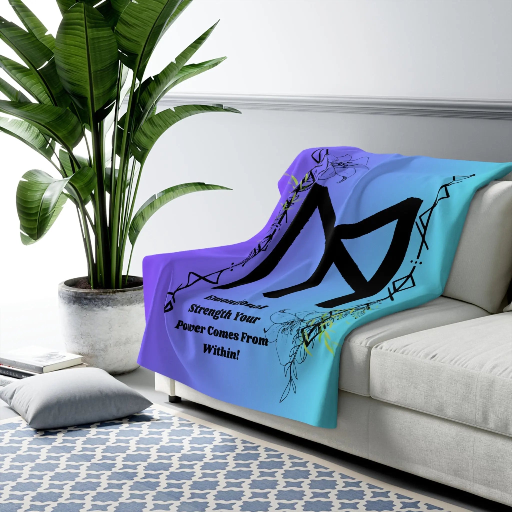 Printify Norse Rune Cozy Sherpa Fleece Blanket — Ultra-Soft Reversible - Blankets Home Decor