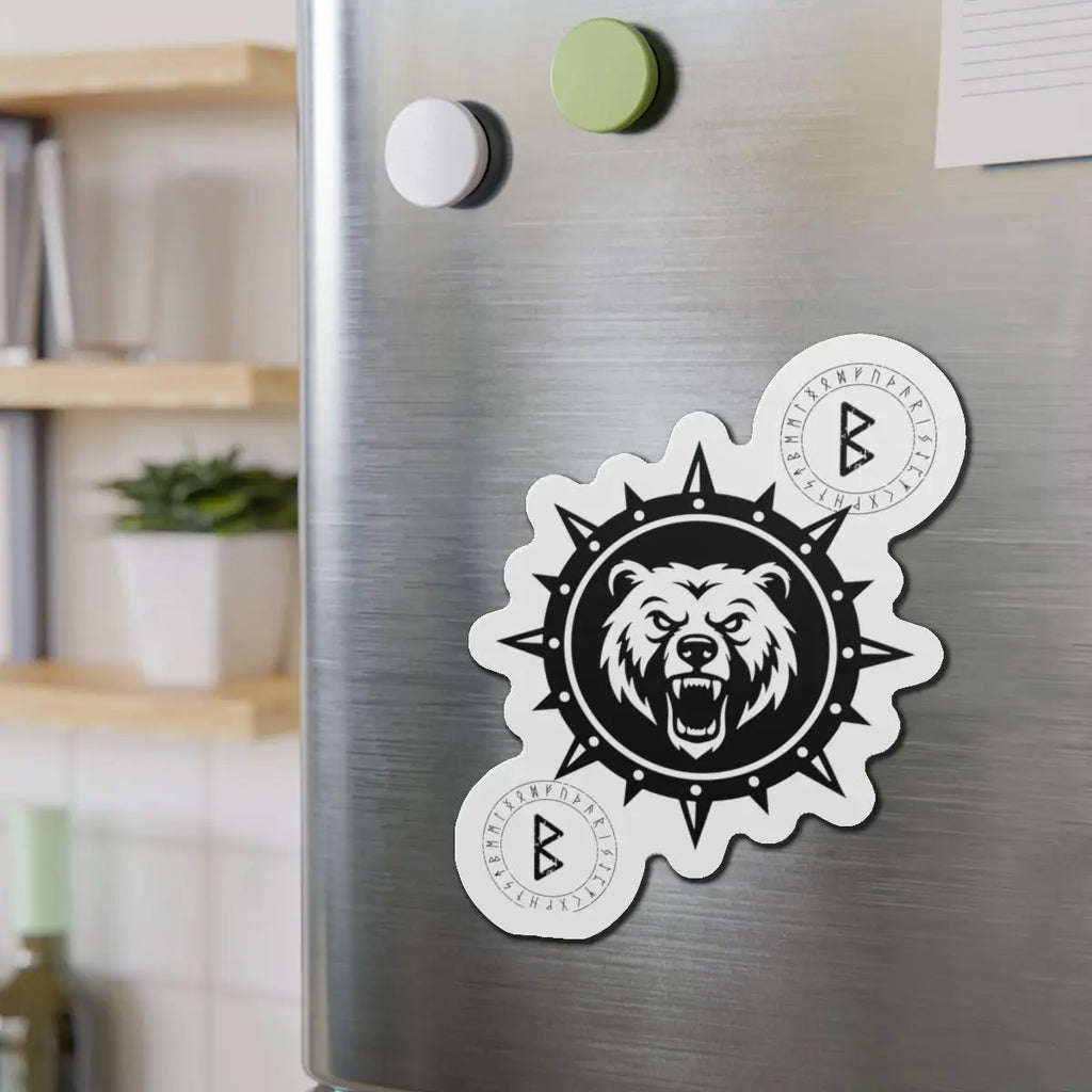 Printify Bear Compass Die-Cut Magnet — Viking Rune Emblem - Refrigerator Magnets Home Decor