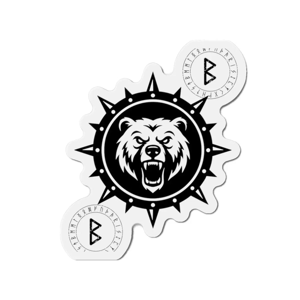 Printify Bear Compass Die-Cut Magnet — Viking Rune Emblem - Refrigerator Magnets Home Decor