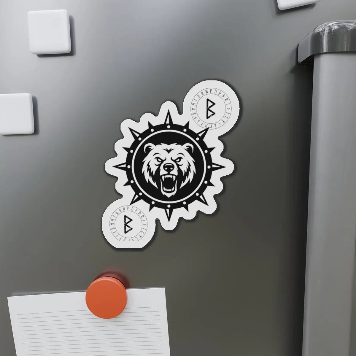 Printify Bear Compass Die-Cut Magnet — Viking Rune Emblem - Refrigerator Magnets Home Decor