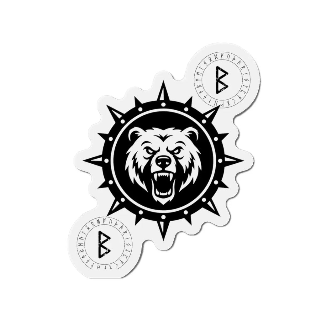 Printify Bear Compass Die-Cut Magnet — Viking Rune Emblem - Refrigerator Magnets Home Decor