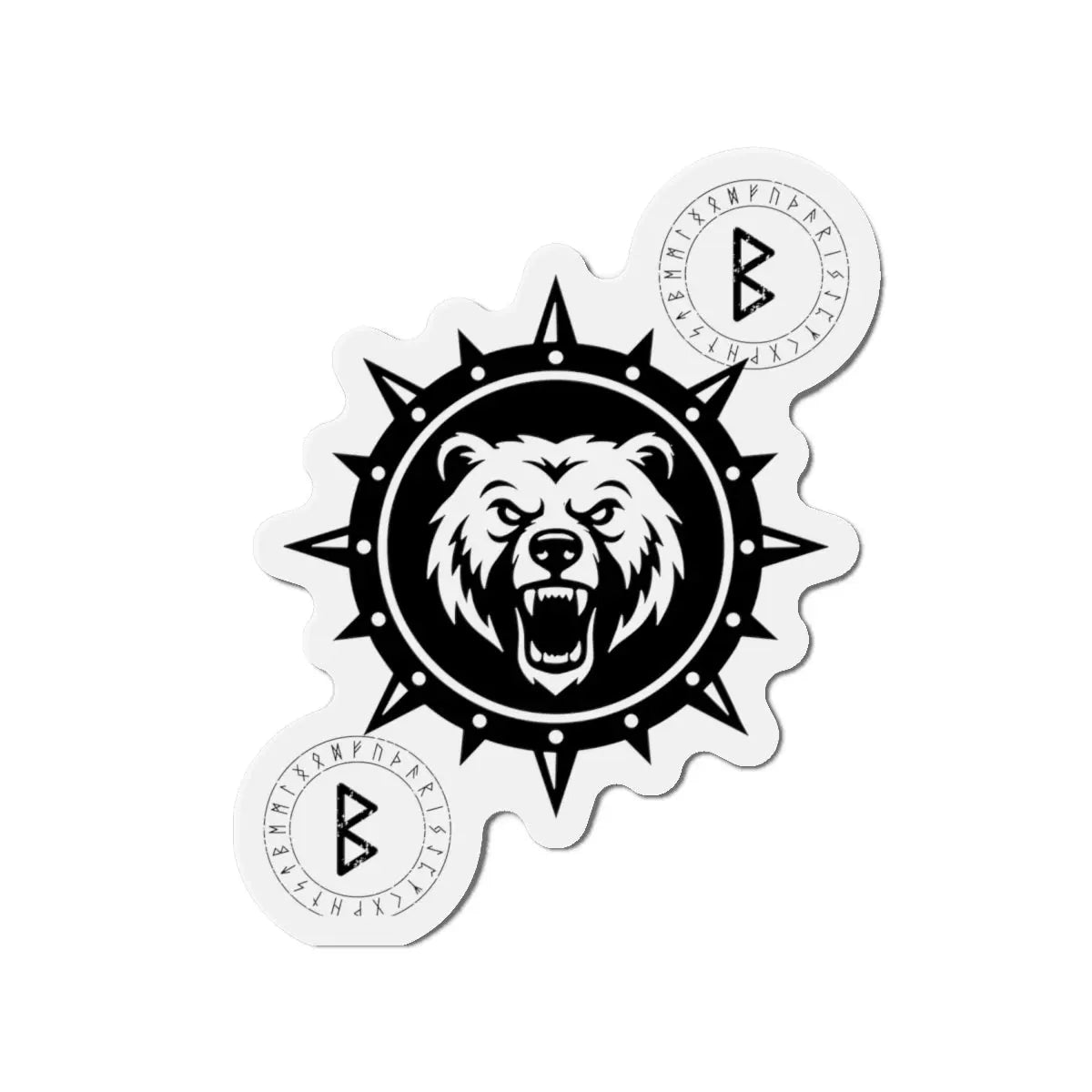 Printify Bear Compass Die-Cut Magnet — Viking Rune Emblem - Refrigerator Magnets Home Decor