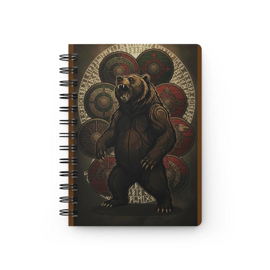 Printify Bear Spirit Spiral Journal — Norse Rune Mandala Notebook - Journals Paper products