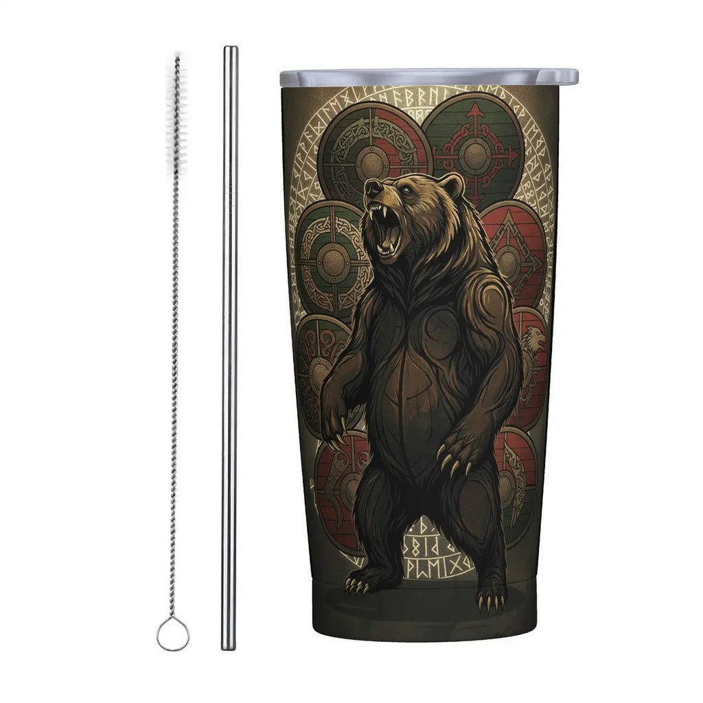 Valkyrie Threads! Norse Viking Berserker Warrior Blk 20 oz Stainless steel - Tumblers Drinkware