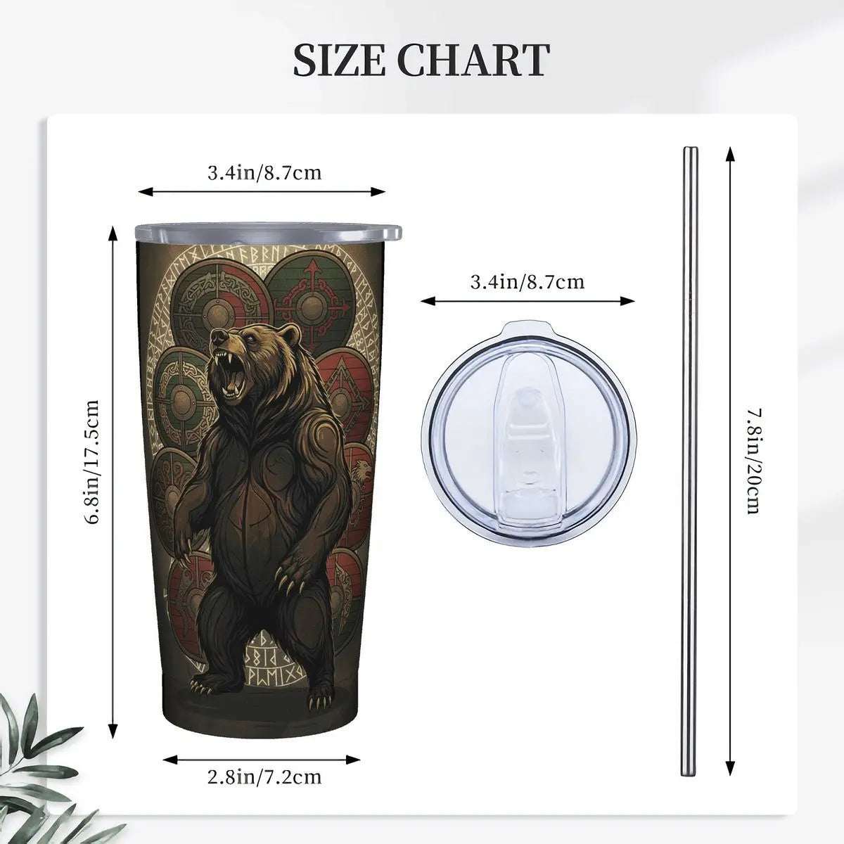 Valkyrie Threads! Norse Viking Berserker Warrior Blk 20 oz Stainless steel - Tumblers Drinkware