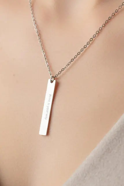 Printify Personalized Vertical Bar Necklace — Engraved Name or Quote - Necklaces Accessories