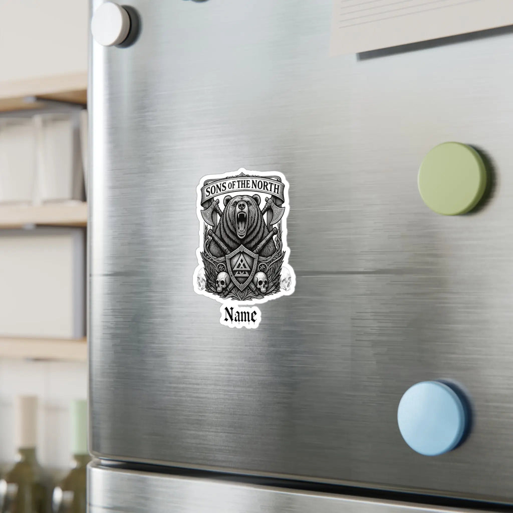 Printify Sons of the North Bear Crest Vinyl Decal — Custom Name Kiss-Cut Sticker - Decorative Stickers Paper products