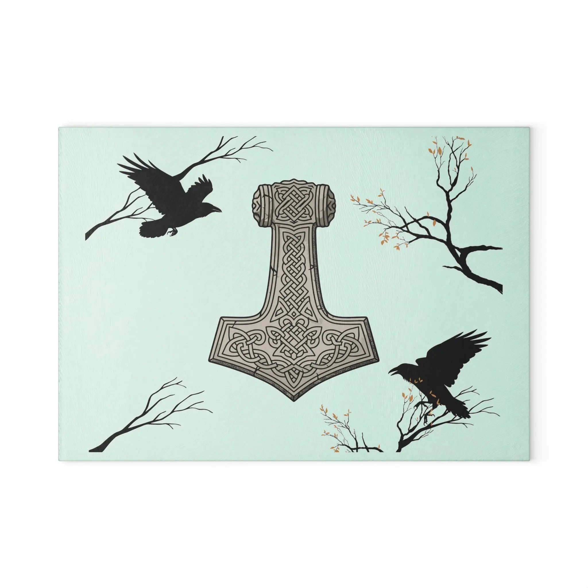 Printify Thor's Hammer Glass Cutting Board — Viking Mjolnir Kitchen Chopping Board - Cutting Boards Home Decor