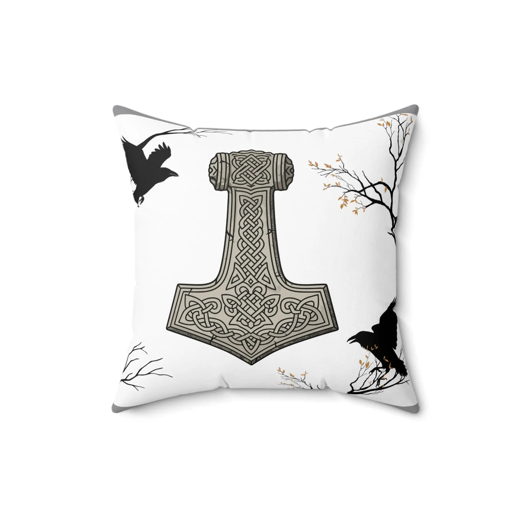 Printify Thor's Hammer Spun Polyester Square Pillow - Throw Pillows Home Decor