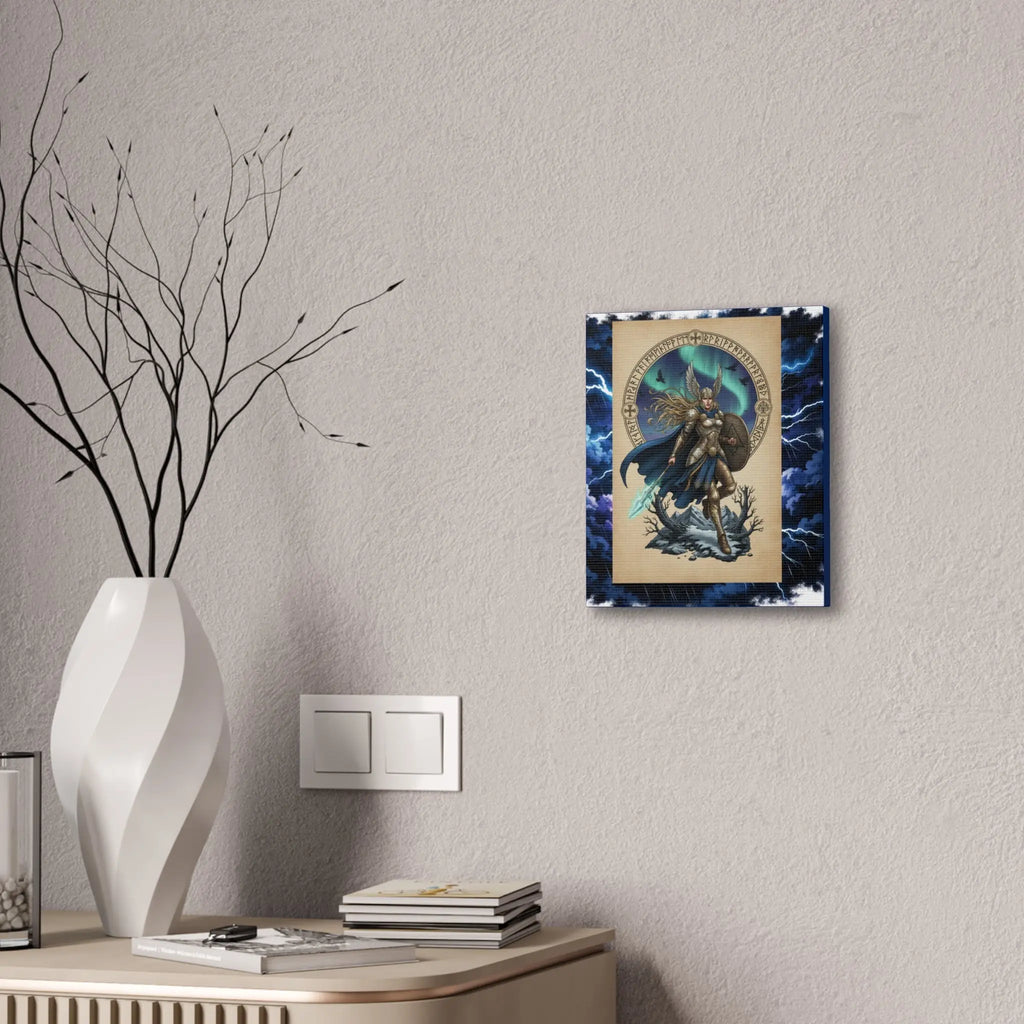 Printify Valkyrie Warrior Canvas Print — Norse Goddess Lightning Art - Visual Artwork Canvas