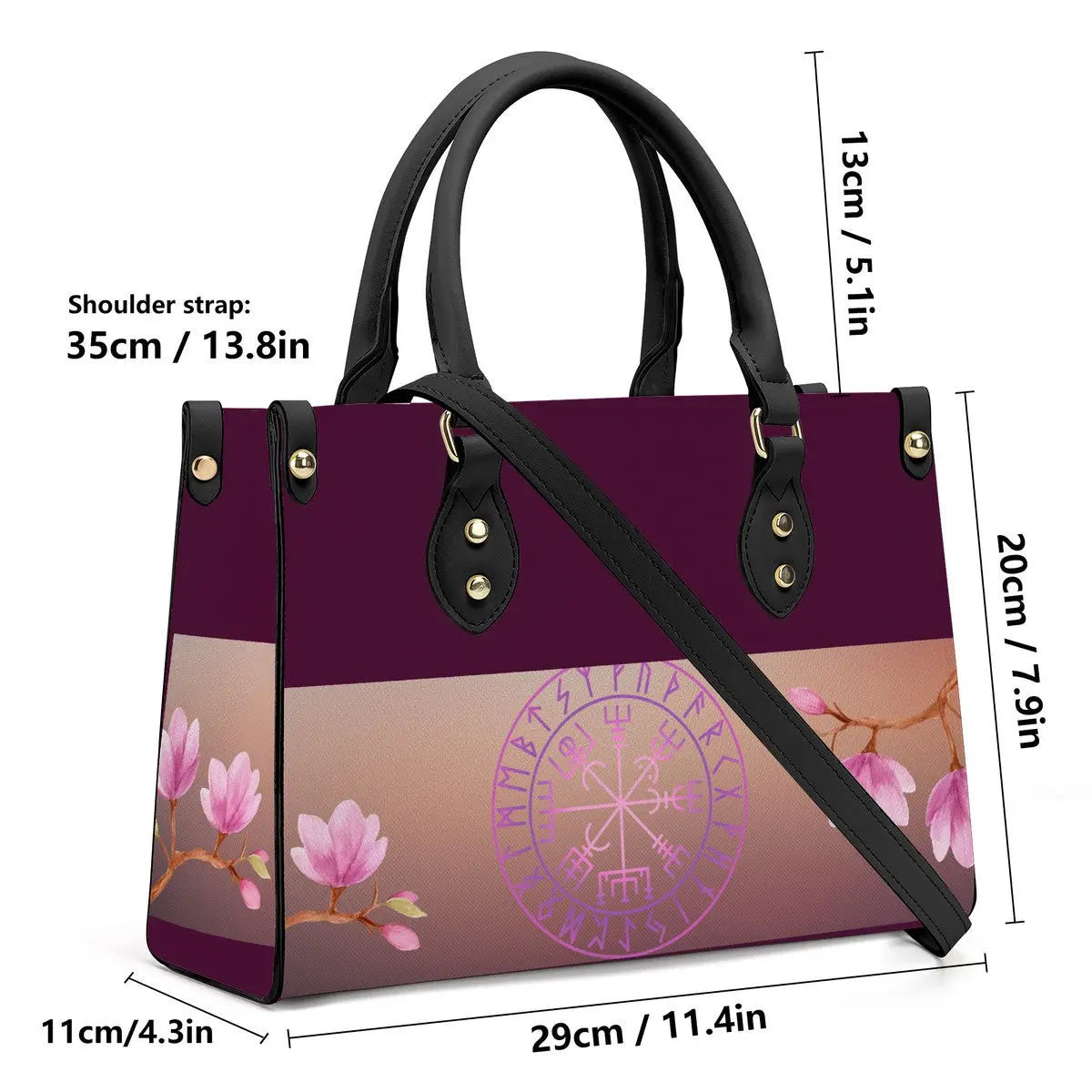 Valkyrie Threads! vegvisir compass Luxury Women PU Tote Bag - Black - Handbags Tote bags