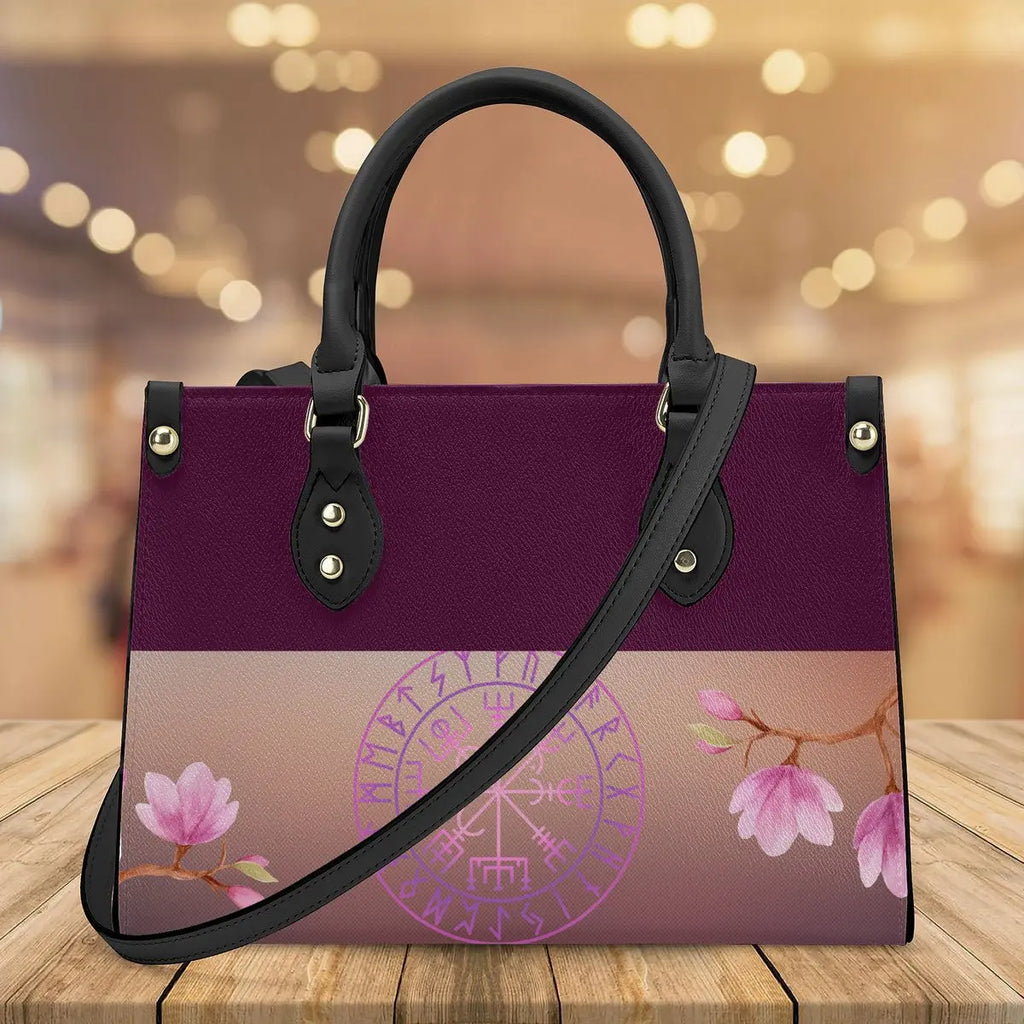 Valkyrie Threads! vegvisir compass Luxury Women PU Tote Bag - Black - Handbags Tote bags
