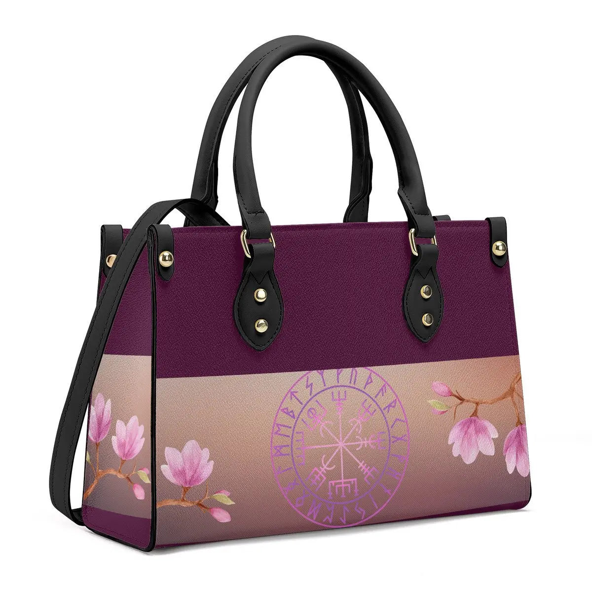 Valkyrie Threads! vegvisir compass Luxury Women PU Tote Bag - Black - Handbags Tote bags