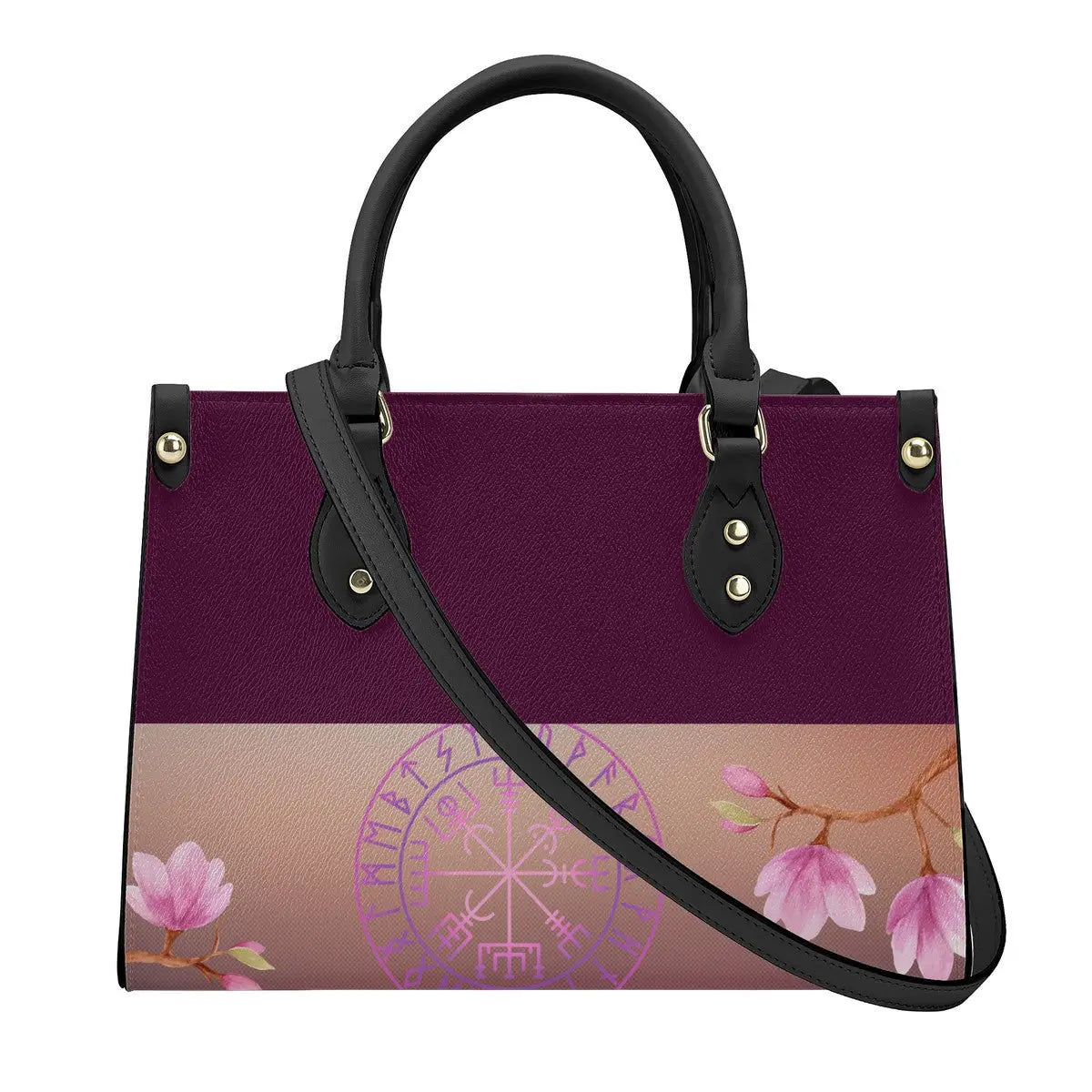 Valkyrie Threads! vegvisir compass Luxury Women PU Tote Bag - Black - Handbags Tote bags