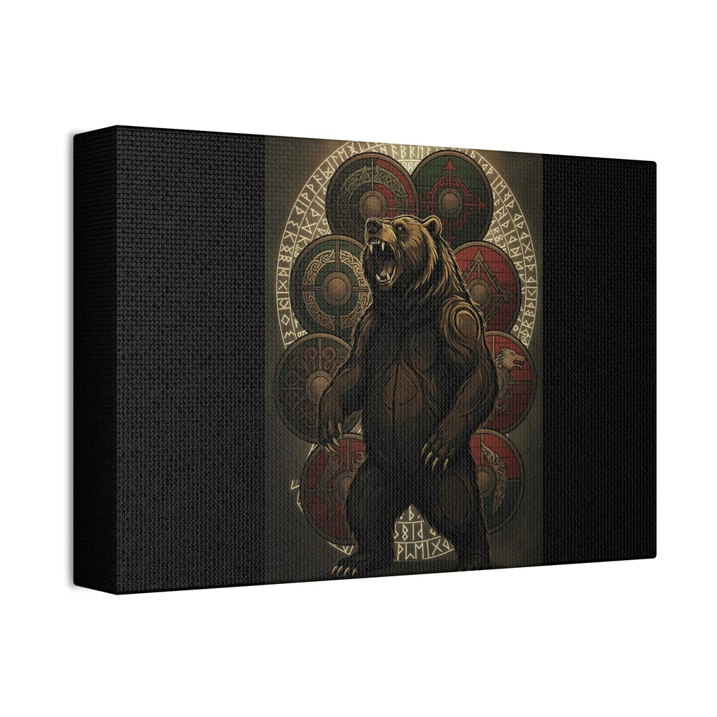 Printify Viking Bear Shield Canvas Print — Stretched 1.5" - Prints Canvas