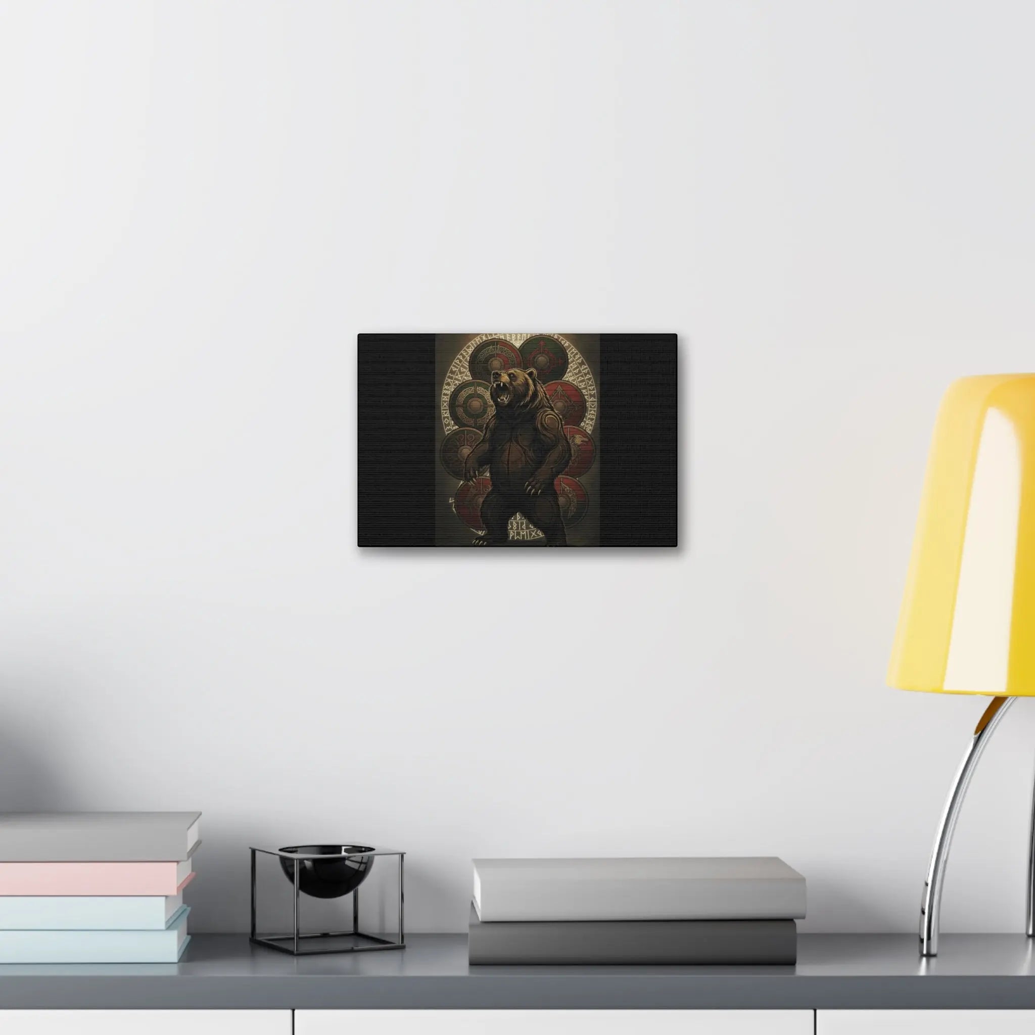 Printify Viking Bear Shield Canvas Print — Stretched 1.5" - Prints Canvas