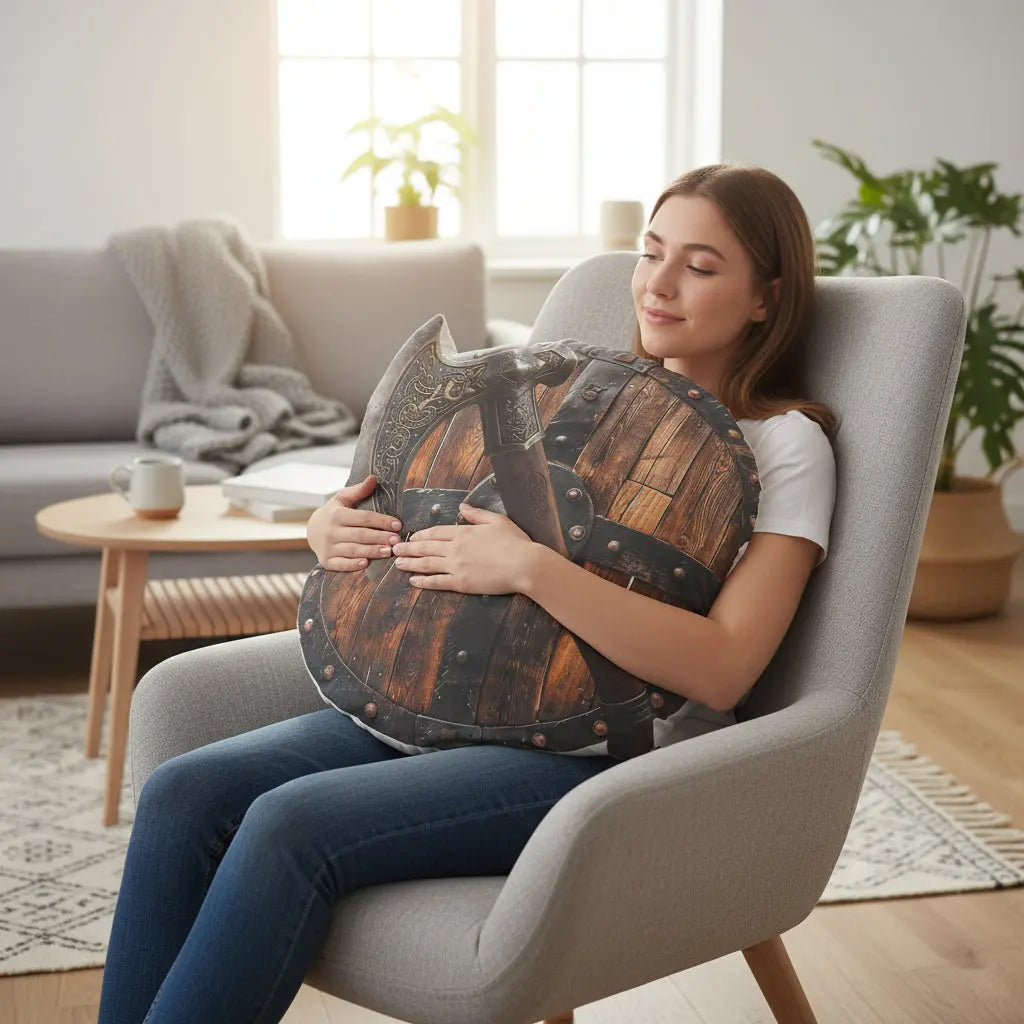 Printify Viking Shield & Axe Pillow — Norse Heritage Decorative Pillow - Pillows Home Decor